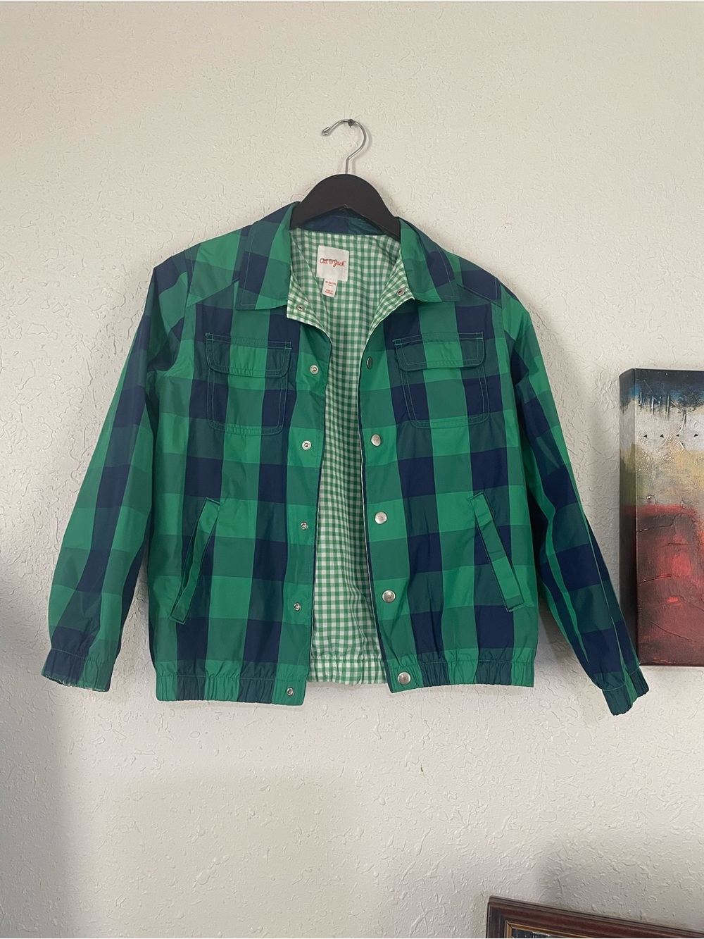 Cat & Jack Green and Navy Plaid Lightweight Shirt Jacket